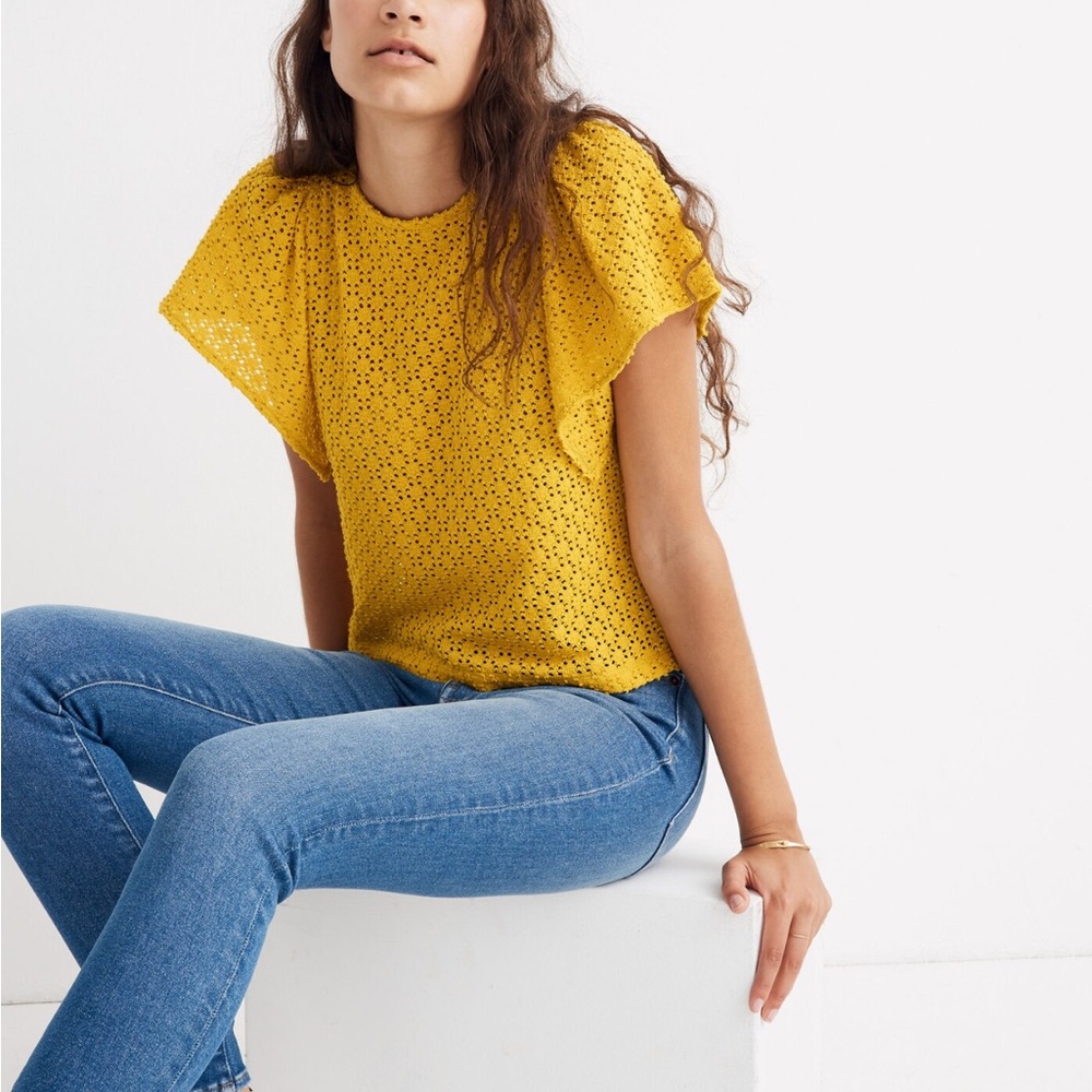 Madewell Bright Yellow Eyelet Blouse